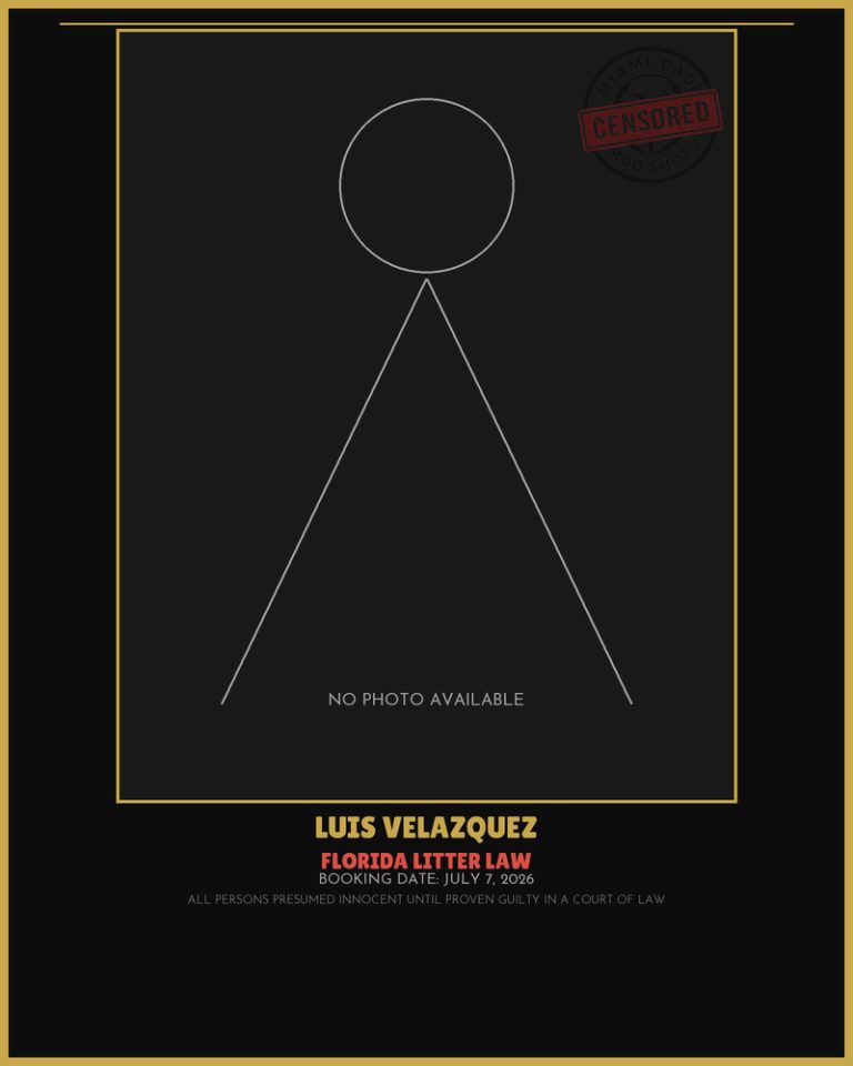 Velazquez Luis Antonio Arrested – FLORIDA LITTER LAW – Miami-Dade County (July 7, 2026)