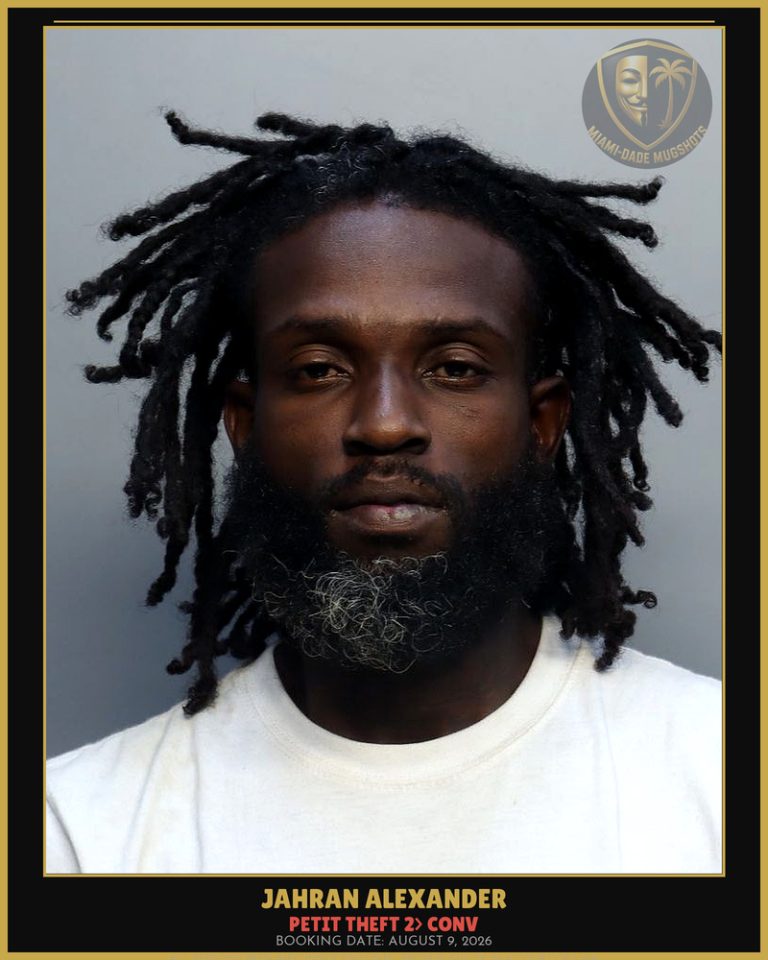 Alexander Jahran  Selassie Arrested – PETIT THEFT 2> CONV – Miami-Dade County (August 9, 2026)