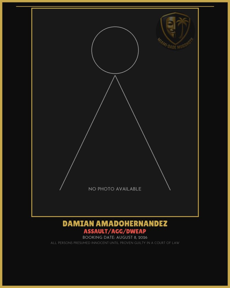 Amadohernandez Damian Arrested – ASSAULT/AGG/DWEAP – Miami-Dade County (August 8, 2026)