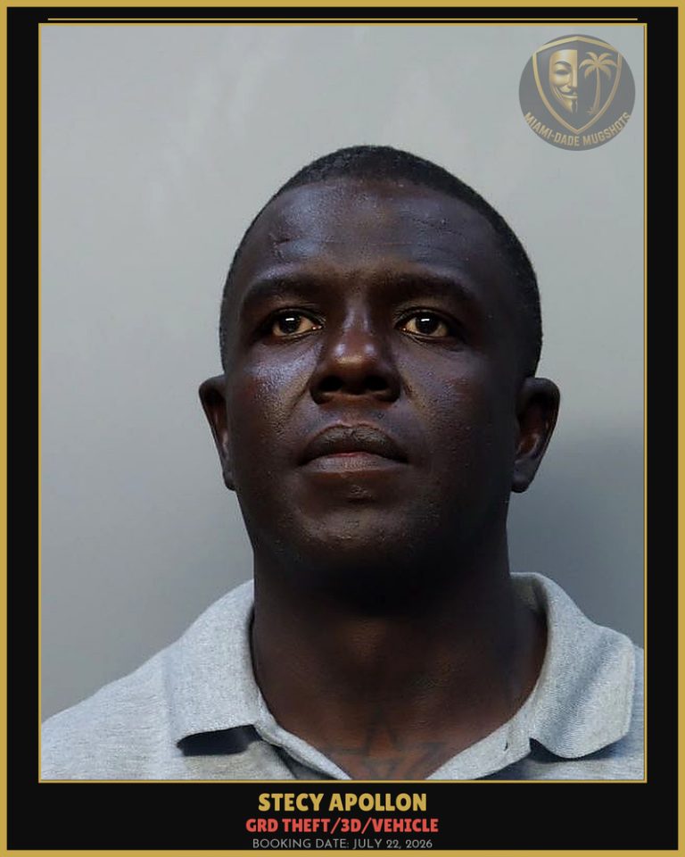 Apollon Stecy Arrested – GRD THEFT/3D/VEHICLE – Miami-Dade County (July 22, 2026)
