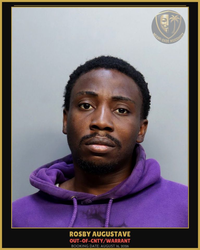 Augustave Rosby  Jacob Arrested – OUT-OF-CNTY/WARRANT – Miami-Dade County (August 16, 2026)