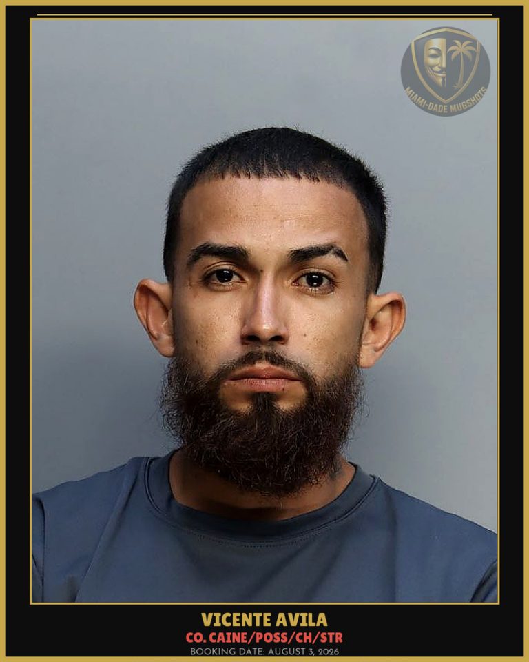 Avila Vicente Arrested – Co. Caine/POSS/CH/STR – Miami-Dade County (August 3, 2026)