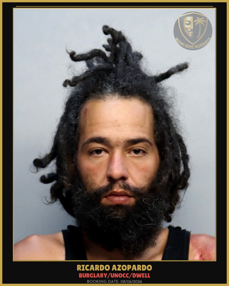 Azopardo Ricardo Arrested – BURGLARY/UNOCC/DWELL – Miami-Dade County (August 6, 2026)