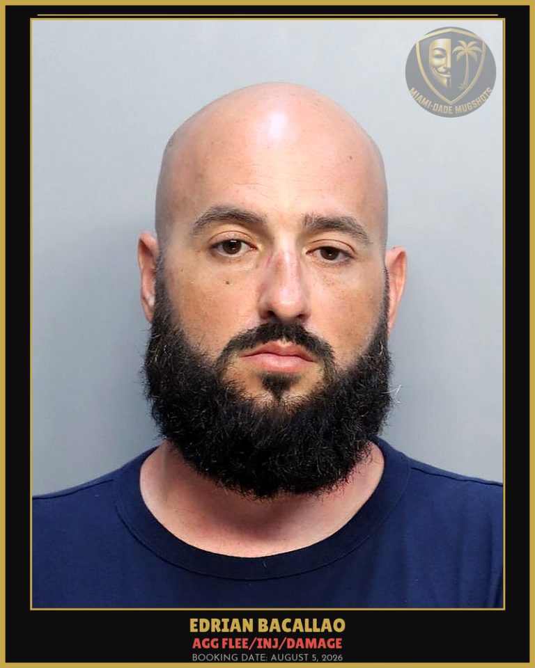 Bacallao Edrian Arrested – AGG FLEE/INJ/DAMAGE – Miami-Dade County (August 5, 2026)