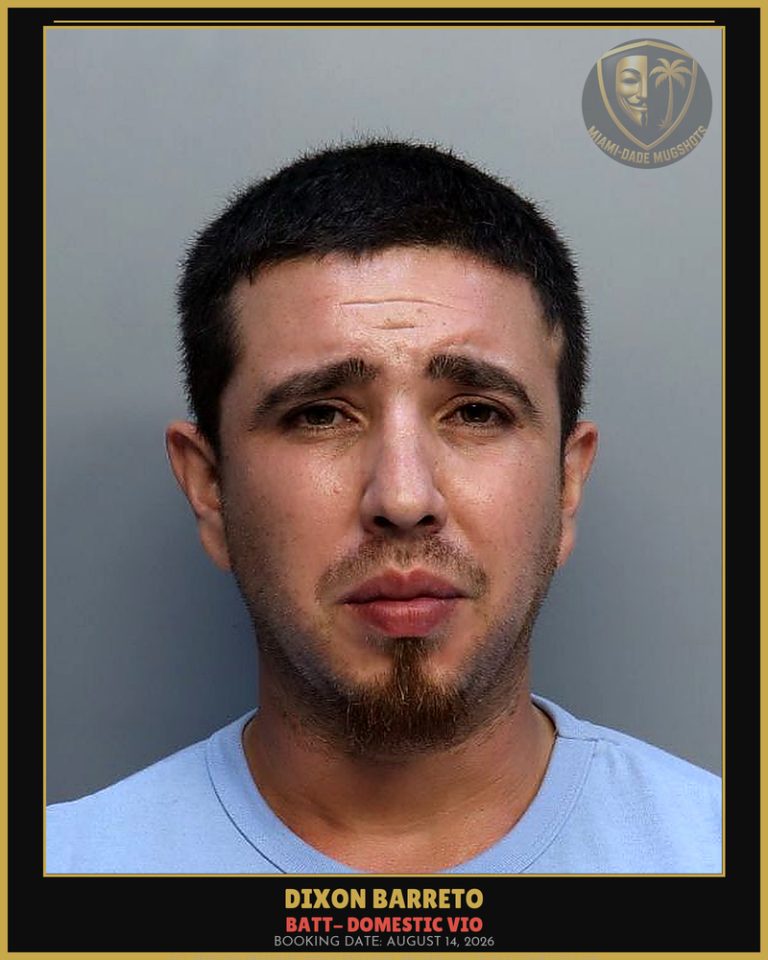 Barreto Dixon Arrested – BATT- DOMESTIC VIO – Miami-Dade County (August 14, 2026)