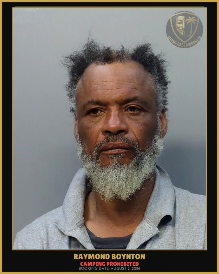 Boynton Raymond Roosevelt Arrested – CAMPING PROHIBITED – Miami-Dade County (August 2, 2026)