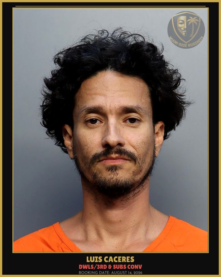 Caceres Luis  Carlos Arrested – DWLS/3RD & SUBS CONV – Miami-Dade County (August 14, 2026)