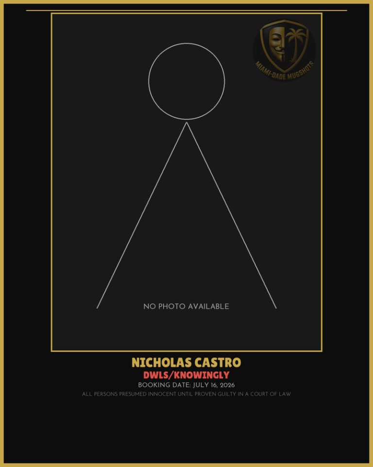 Castro Nicholas  Andrew Arrested – DWLS/KNOWINGLY – Miami-Dade County (July 16, 2026)