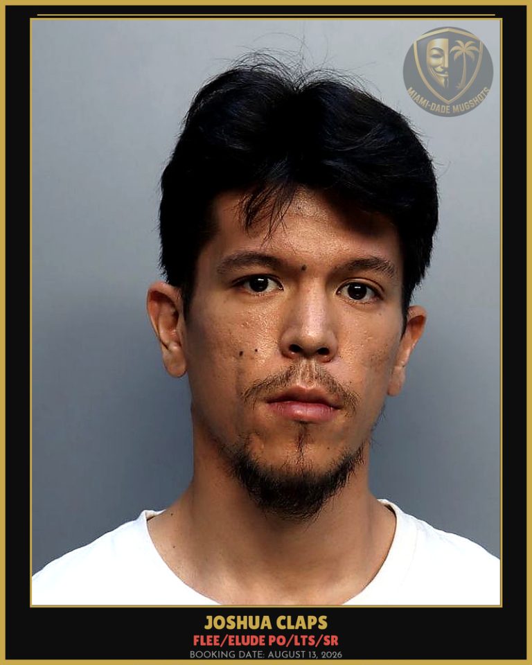 Claps Joshua  Tanoue Arrested – FLEE/ELUDE PO/LTS/SR – Miami-Dade County (August 13, 2026)