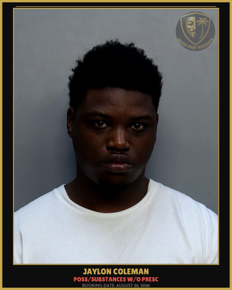 Coleman Jaylon  Marshawn Arrested – POSS/SUBSTANCES W/O PRESC – Miami-Dade County (August 26, 2026)
