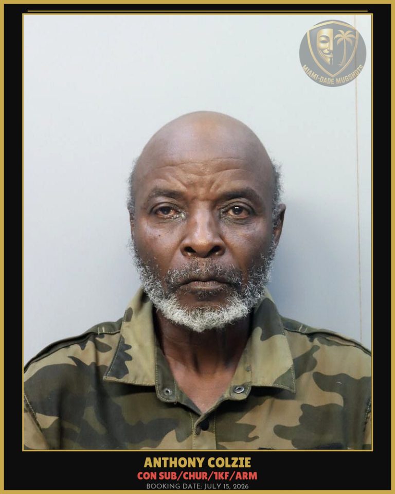 Colzie Anthony Lee Arrested – CON SUB/CHUR/1KF/ARM – Miami-Dade County (July 15, 2026)
