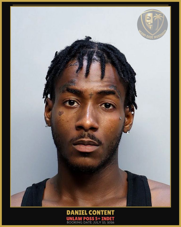 Content Daniel Jude Arrested – UNLAW POSS 5+ INDET – Miami-Dade County (July 23, 2026)