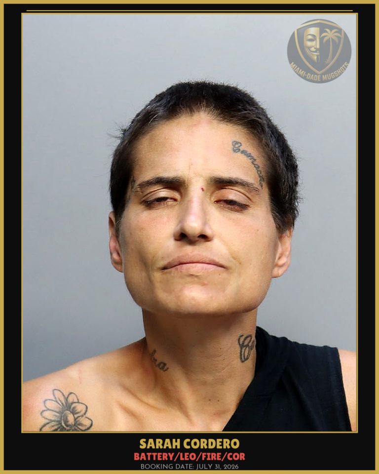 Cordero Sarah Arrested – BATTERY/LEO/FIRE/COR – Miami-Dade County (July 31, 2026)