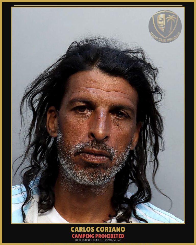 Coriano Carlos  Omar Arrested – CAMPING PROHIBITED – Miami-Dade County (August 1, 2026)