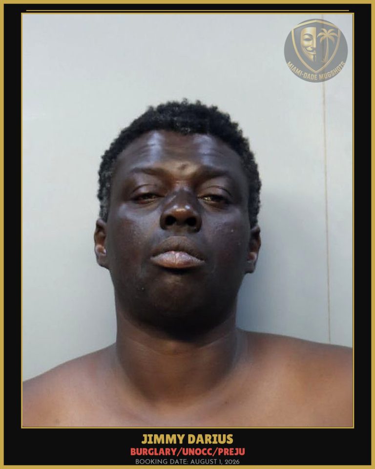 Darius Jimmy Arrested – BURGLARY/UNOCC/PREJU – Miami-Dade County (August 1, 2026)
