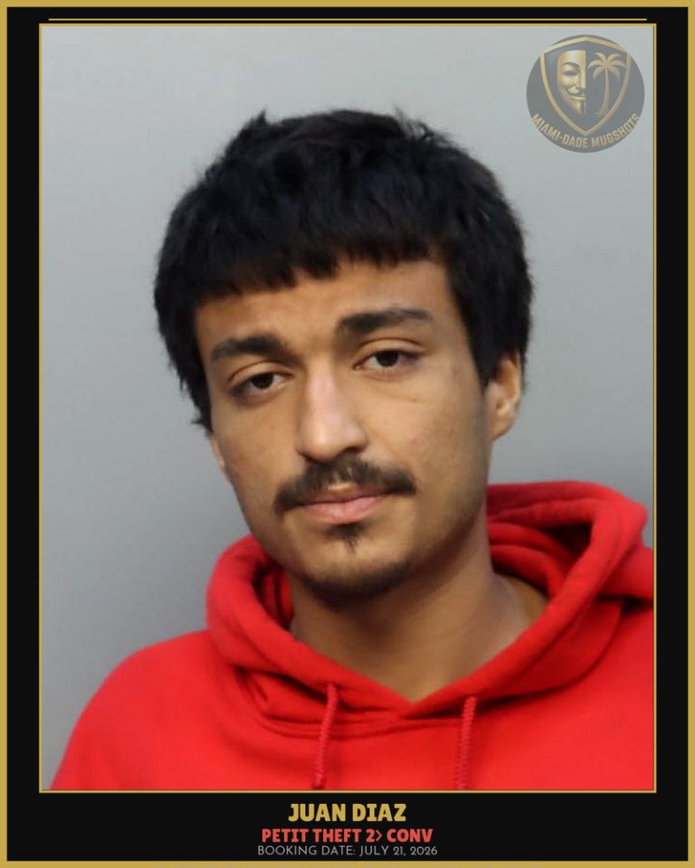 Diaz Juan Carlos Arrested – PETIT THEFT 2> CONV – Miami-Dade County (July 21, 2026)