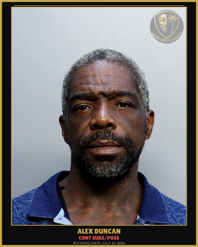 Duncan Alex Arrested – CONT SUBS/POSS – Miami-Dade County (July 23, 2026)
