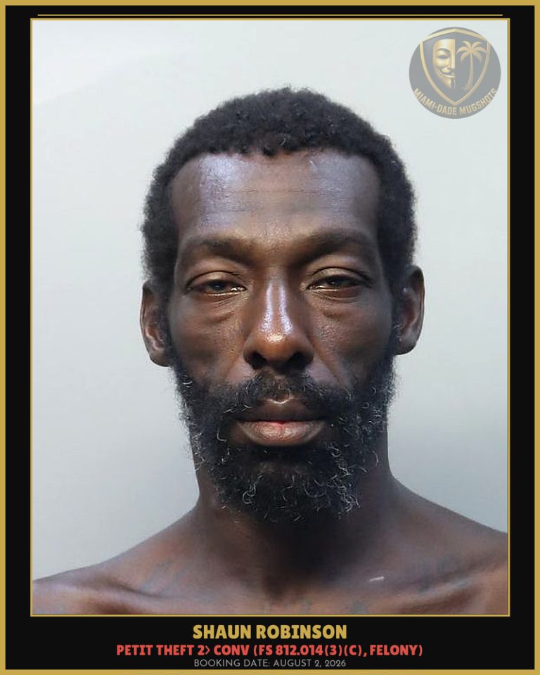 Shaun Robinson Arrested – Miami-Dade County (August 2, 2026)