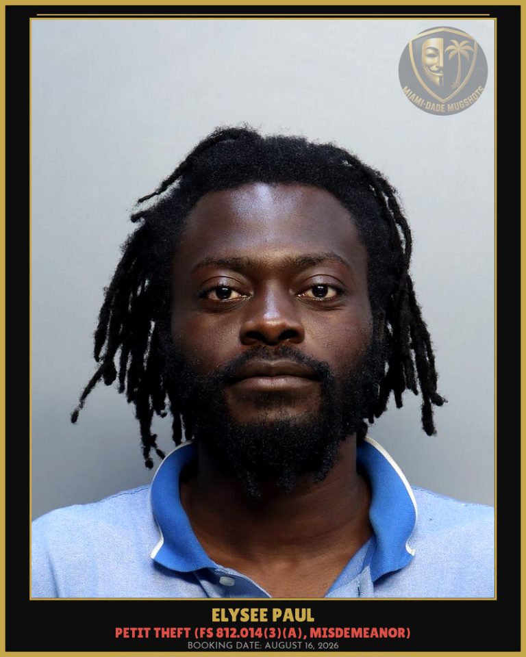 Elysee Paul Arrested – Miami-Dade County (August 16, 2026)
