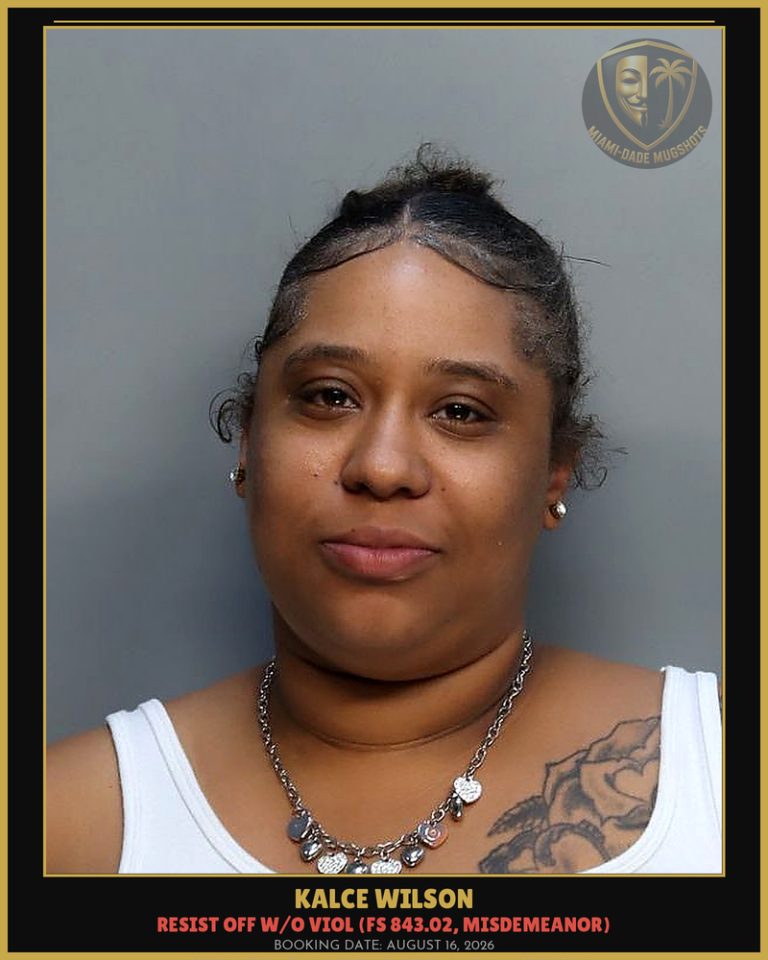 Kalce Wilson Arrested – Miami-Dade County (August 16, 2026)