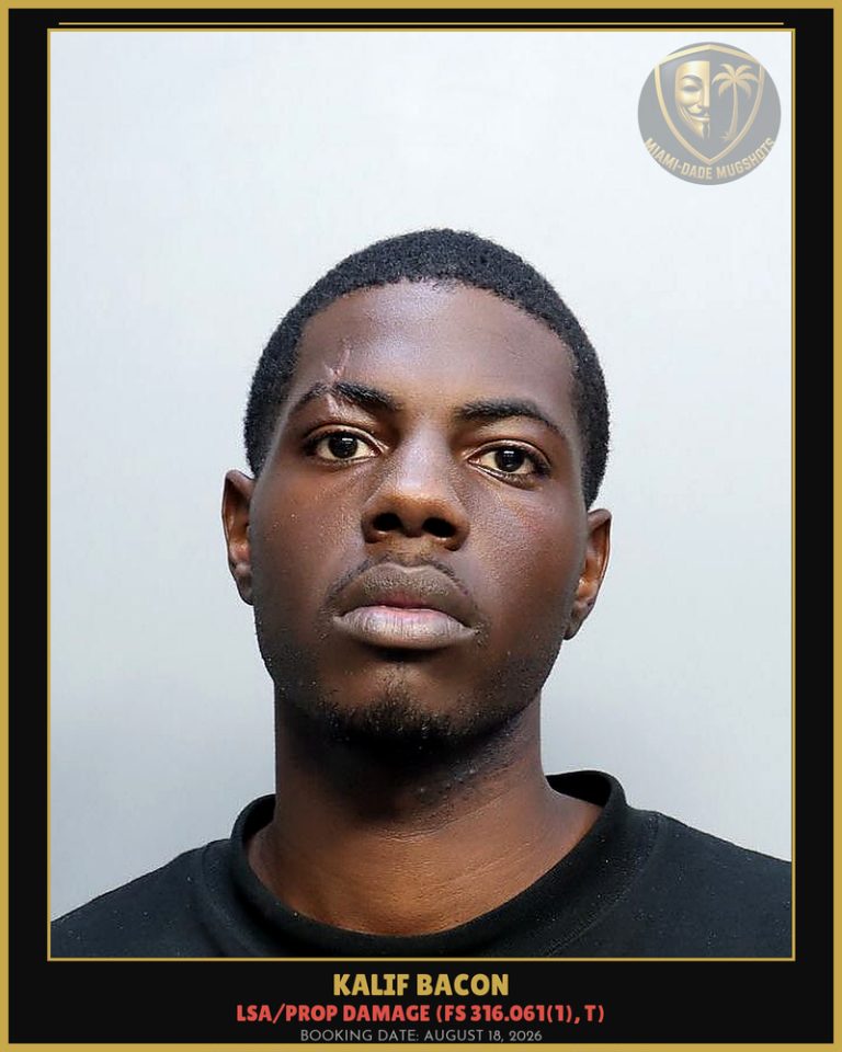 Kalif Bacon Arrested – Miami-Dade County (August 18, 2026)