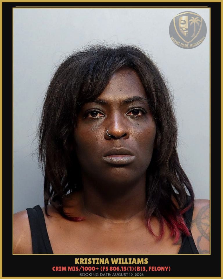 Kristina Williams Arrested – Miami-Dade County (August 19, 2026)