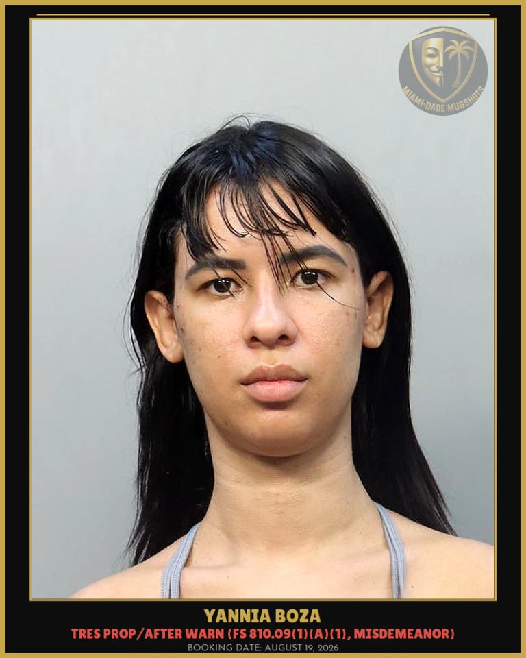 Yannia Boza Arrested – Miami-Dade County (August 19, 2026)