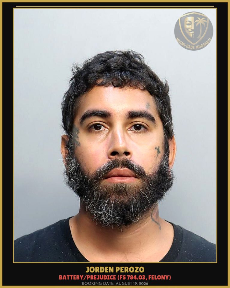 Jorden Perozo Arrested – Miami-Dade County (August 19, 2026)