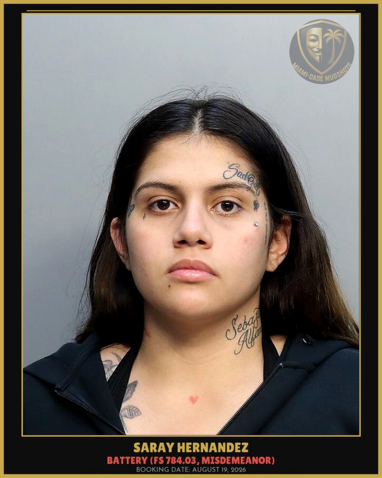 Saray Hernandez Arrested – Miami-Dade County (August 19, 2026)