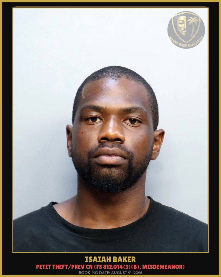 Isaiah Baker Arrested – Miami-Dade County (August 21, 2026)