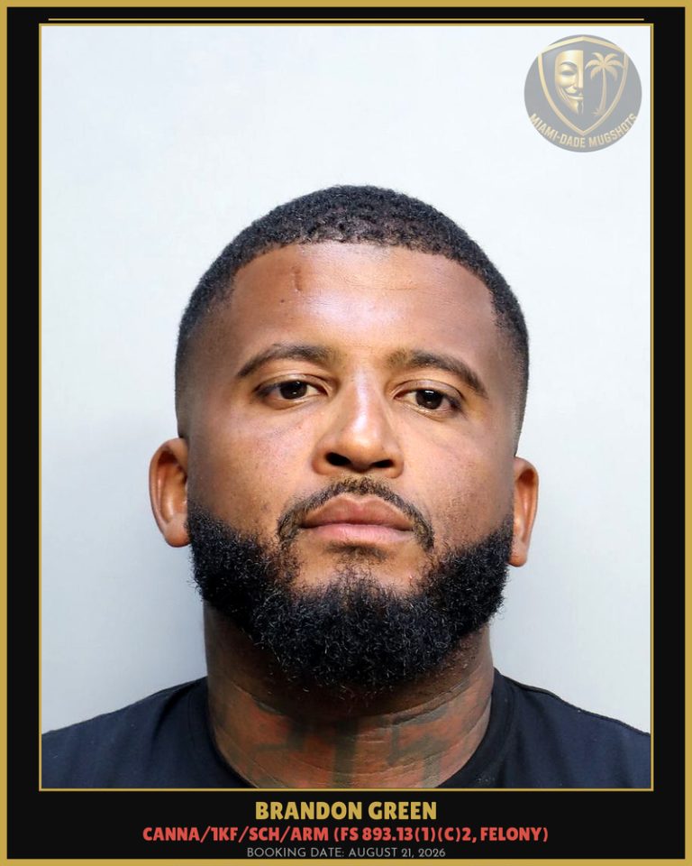 Brandon Green Arrested – Miami-Dade County (August 21, 2026)
