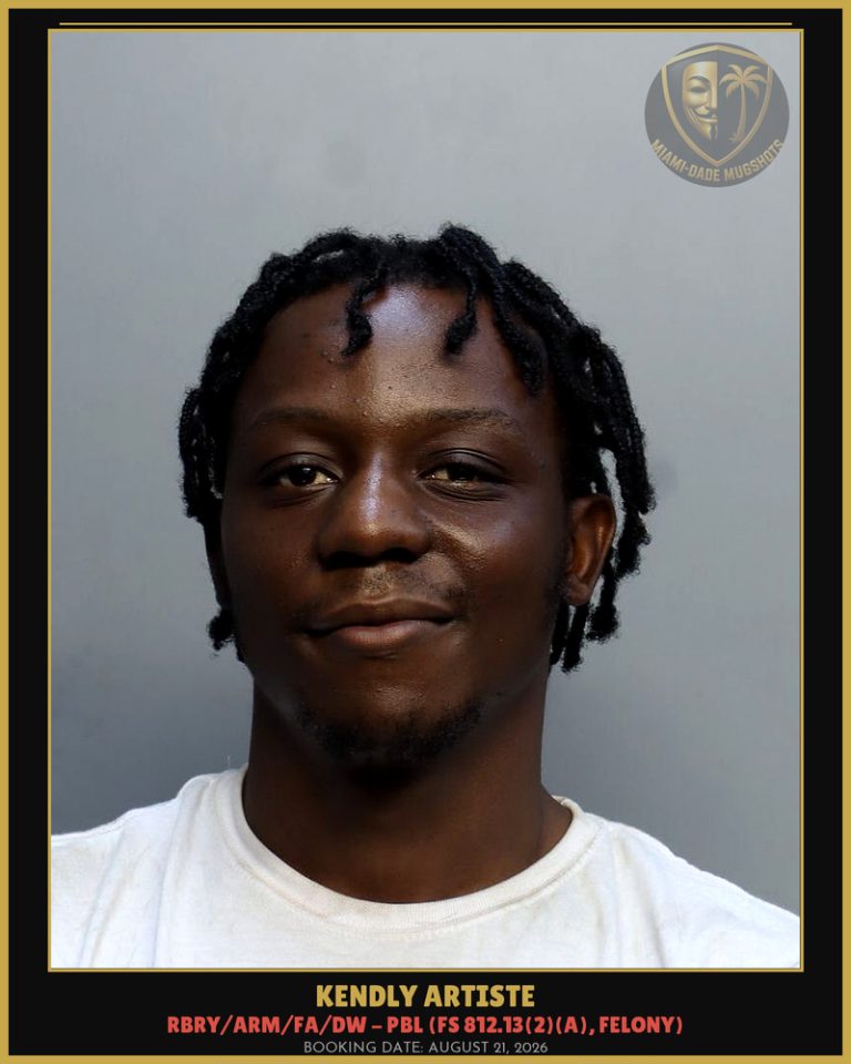 Kendly Artiste Arrested – Miami-Dade County (August 21, 2026)