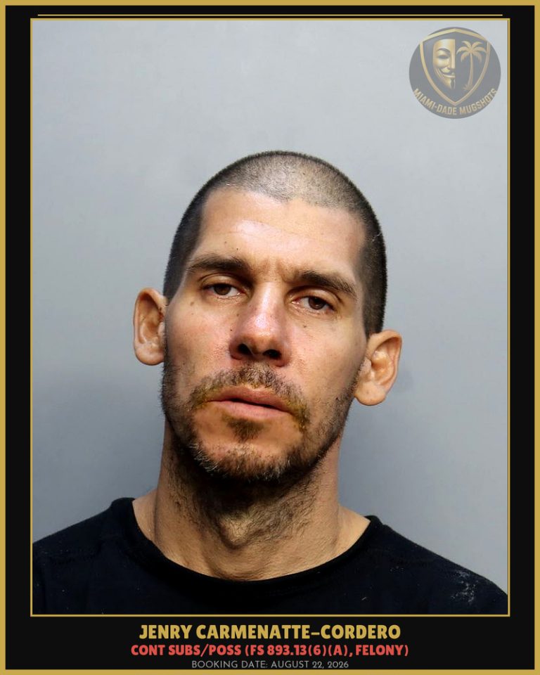 Jenry Carmenatte-Cordero Arrested – Miami-Dade County (August 22, 2026)