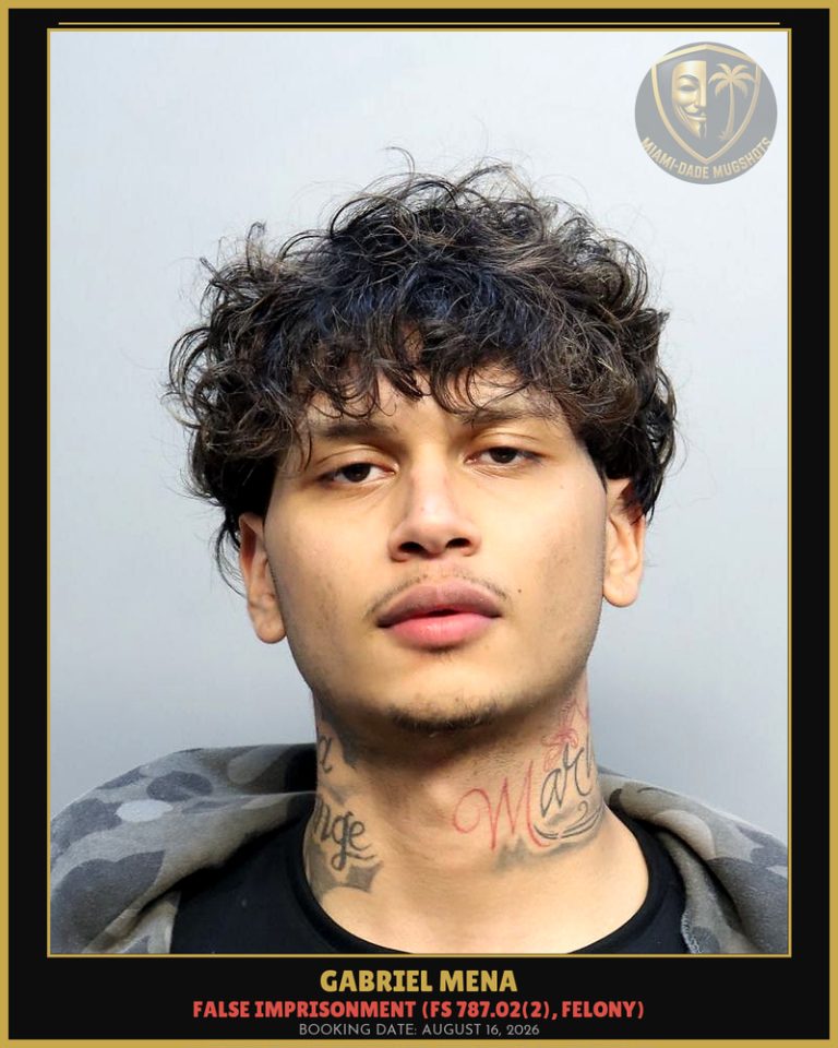 Gabriel Mena Arrested – Miami-Dade County (August 16, 2026)