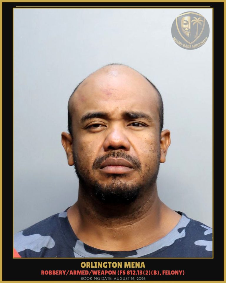 Orlington Mena Arrested – Miami-Dade County (August 16, 2026)
