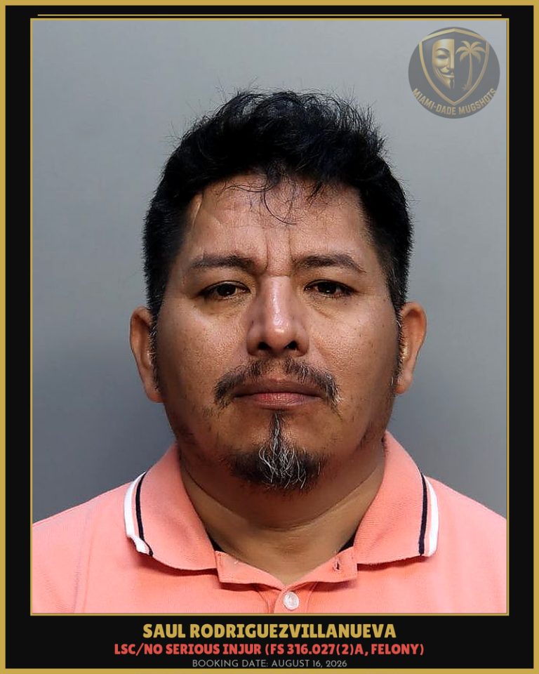 Saul Rodriguezvillanueva Arrested – Miami-Dade County (August 16, 2026)