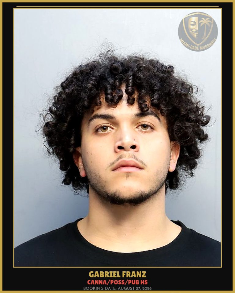 Franz Gabriel Anthony Arrested – Canna/POSS/PUB HS – Miami-Dade County (August 27, 2026)
