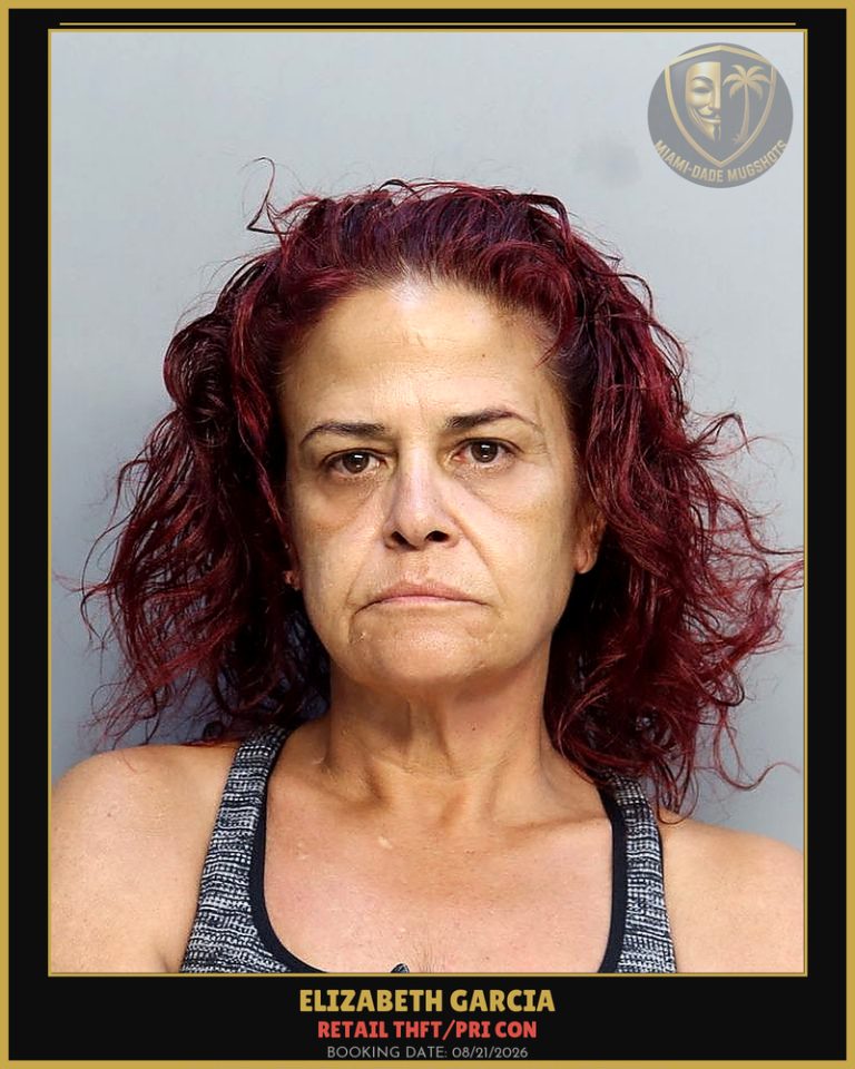Garcia Elizabeth Arrested – RETAIL THFT/PRI CON – Miami-Dade County (Unknown)