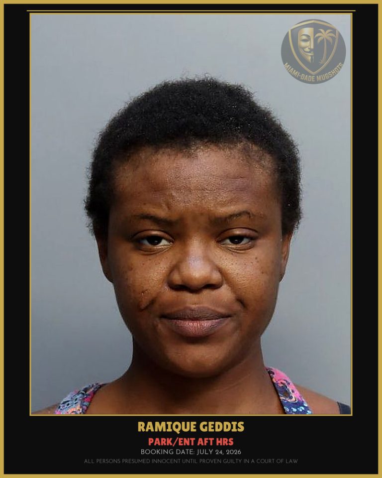 Geddis Ramique Shakera Arrested – PARK/ENT AFT HRS – Miami-Dade County (July 24, 2026)