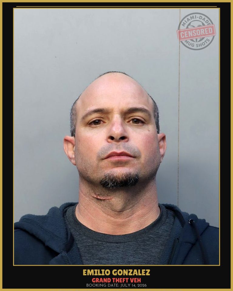 Gonzalez Emilio  Mario Arrested – GRAND THEFT VEH – Miami-Dade County (July 14, 2026)
