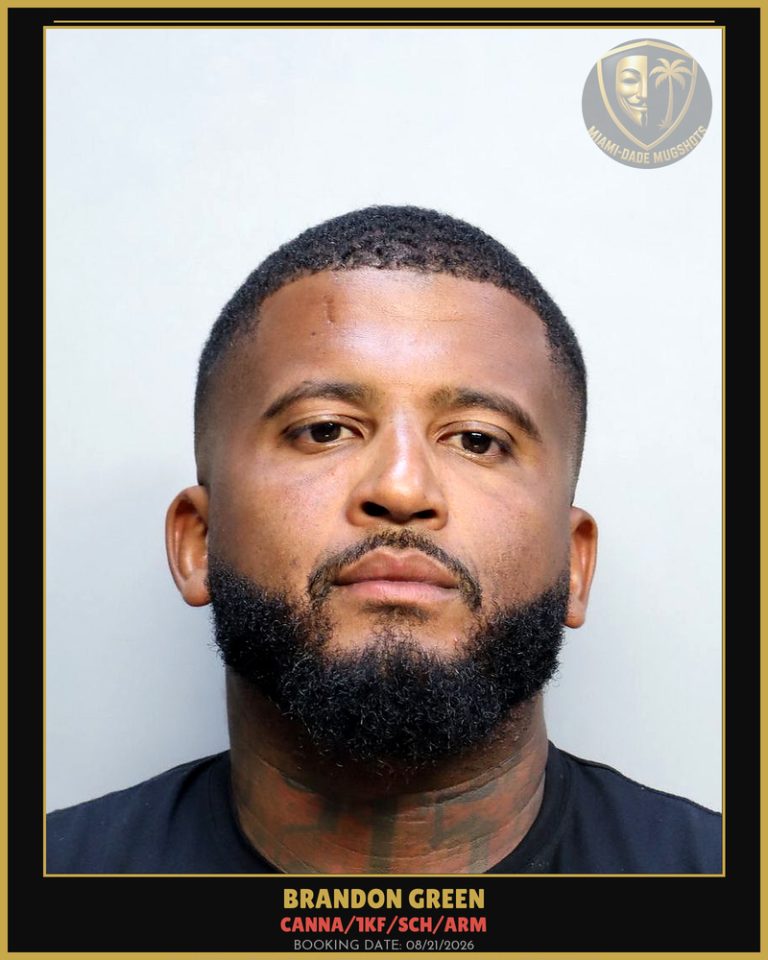 Green Brandon  Anthony Arrested – Canna/1KF/SCH/ARM – Miami-Dade County (Unknown)