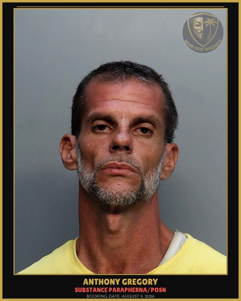 Gregory Anthony Arrested – SUBSTANCE PARAPHERNA/POSN – Miami-Dade County (August 9, 2026)
