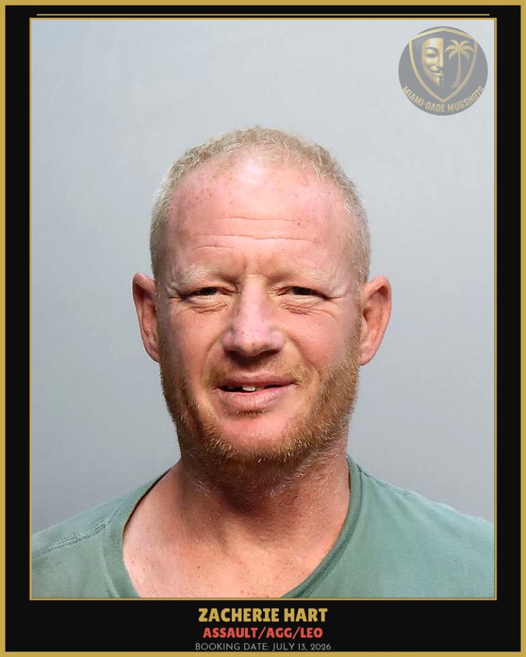 Hart Zacherie  Ryan Arrested – ASSAULT/AGG/LEO – Miami-Dade County (July 13, 2026)