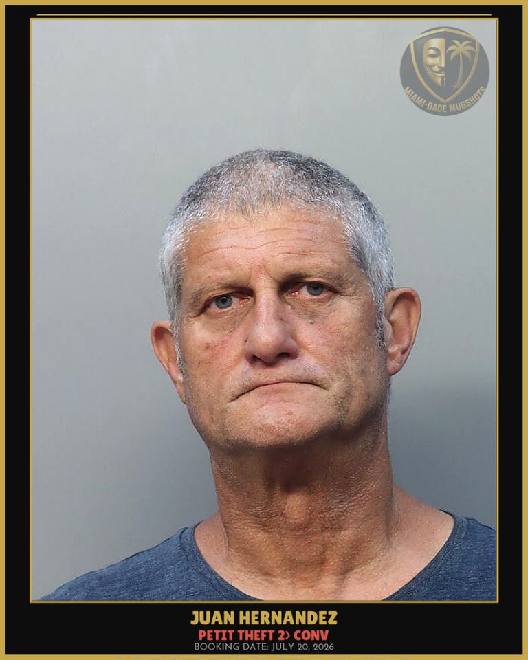 Hernandez Juan  Carlos Arrested – PETIT THEFT 2> CONV – Miami-Dade County (July 20, 2026)