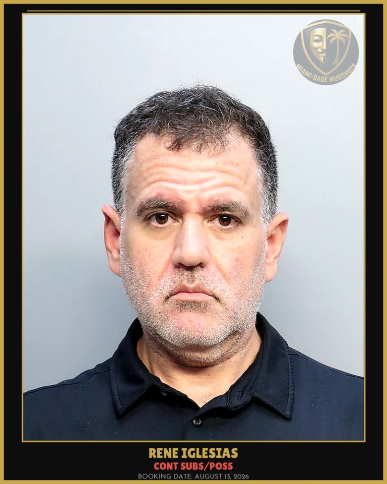 Iglesias Rene Arrested – CONT SUBS/POSS – Miami-Dade County (August 13, 2026)