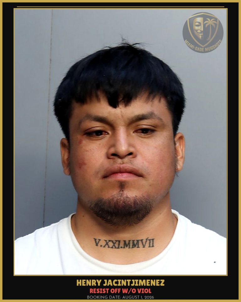 Jacintjimenez Henry  Ismael Arrested – RESIST OFF W/O VIOL – Miami-Dade County (August 1, 2026)