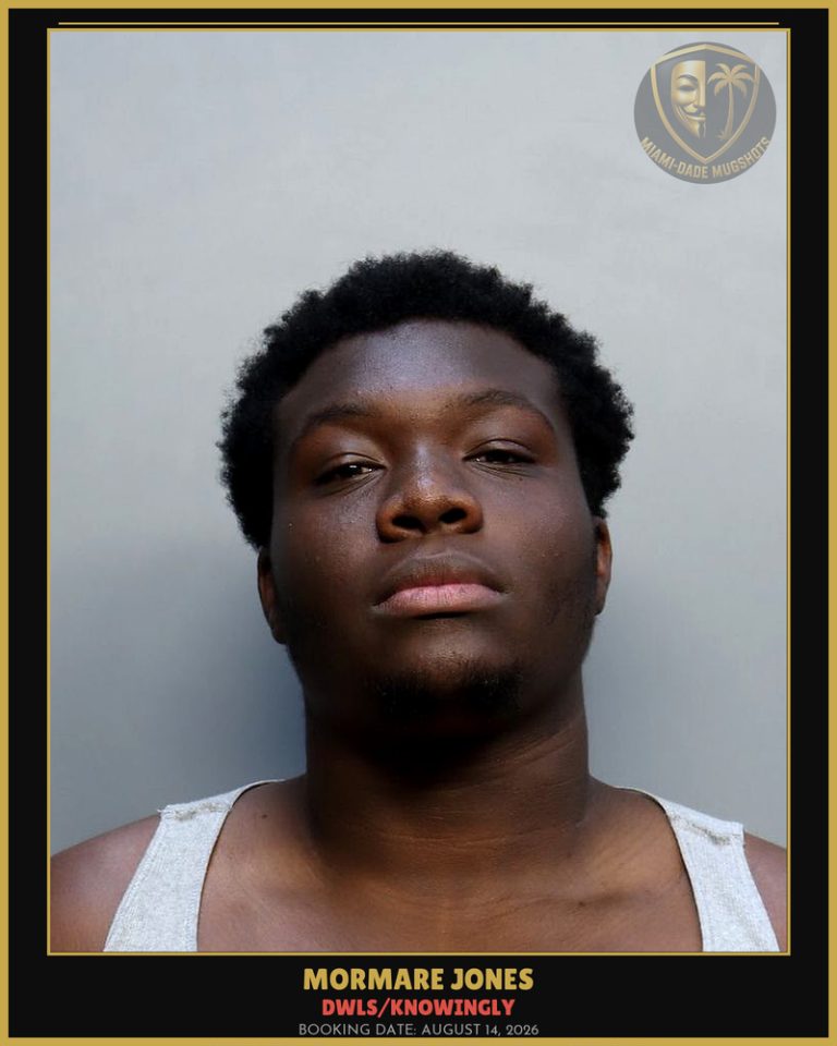 Jones Mormare Arrested – DWLS/KNOWINGLY – Miami-Dade County (August 14, 2026)