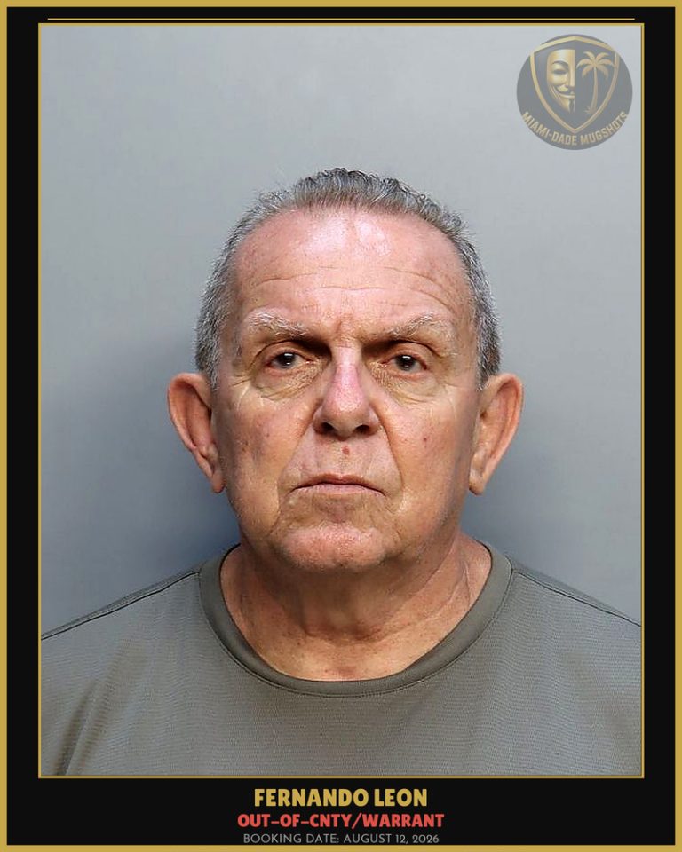 Leon Fernando  Alfaro Arrested – OUT-OF-CNTY/WARRANT – Miami-Dade County (August 12, 2026)