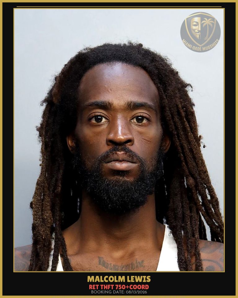 Lewis Malcolm  Geruld Arrested – RET THFT 750+COORD – Miami-Dade County (August 13, 2026)