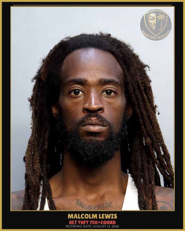 Lewis Malcolm Geruld Arrested – RET THFT 750+COORD – Miami-Dade County (August 13, 2026)